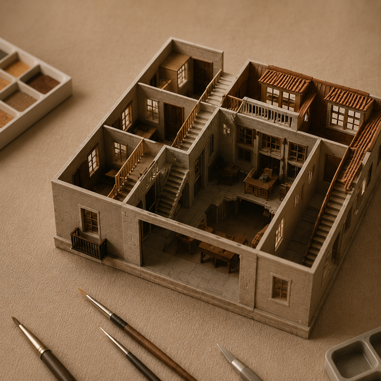 An artisan digitally reconstructing a home in miniature detail